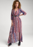Venus Printed Stripe Long Dress - Orange Multi Venus Printed Stripe Long Dress - Orange Multi