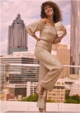 Venus Off-Shoulder Sequin Jumpsuit in Rose Gold Venus Off-Shoulder Sequin Jumpsuit in Rose Gold