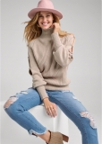 Venus VENUS | Pom-Pom Slit Sleeve Sweater in Taupe Venus VENUS | Pom-Pom Slit Sleeve Sweater in Taupe