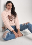 Venus Heart Sherpa Sweatshirt in Peach Blush Venus Heart Sherpa Sweatshirt in Peach Blush