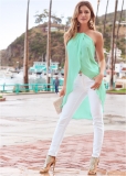 Venus High-Low Chain Detail Top in Mint Venus High-Low Chain Detail Top in Mint