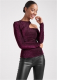 Venus Cutout Long Sleeve Top in Magenta Multi Venus Cutout Long Sleeve Top in Magenta Multi