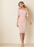 Venus Ruched Mesh Bodycon Dress - Light Pink Venus Ruched Mesh Bodycon Dress - Light Pink