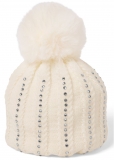 Venus Rhinestone Stripe Beanie in White Venus Rhinestone Stripe Beanie in White