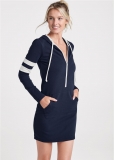 Venus Striped Zipper Front Dress - Navy & White Venus Striped Zipper Front Dress - Navy & White