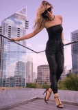 Venus Ruched Sequin Jumpsuit in Black Venus Ruched Sequin Jumpsuit in Black