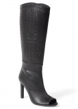 Venus Peep Toe Perforated Boots in Black Venus Peep Toe Perforated Boots in Black