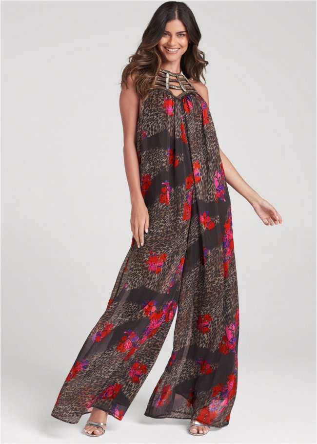 Venus Animal Print Jumpsuit in Brown Multi