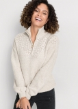 Venus VENUS | Lace Detail Quarter Zip Sweater in Sand Venus VENUS | Lace Detail Quarter Zip Sweater in Sand