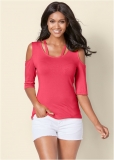 Venus Strappy Cold-Shoulder Top in Red Venus Strappy Cold-Shoulder Top in Red