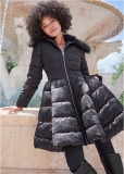Venus Peplum Puffer Coat in Black Venus Peplum Puffer Coat in Black