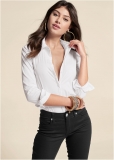 Venus Tailored Button-Up Shirt in White Venus Tailored Button-Up Shirt in White
