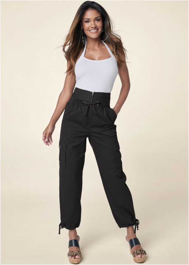 Venus High Waisted Cargo Pants in Black Venus High Waisted Cargo Pants in Black
