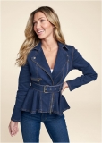 Venus Ruffle Hem Jean Jacket in Dark Wash Venus Ruffle Hem Jean Jacket in Dark Wash
