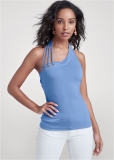 Venus One-Shoulder Strappy Top in Light Blue Venus One-Shoulder Strappy Top in Light Blue