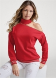 Venus Gold Studded Sweatshirt in Red Venus Gold Studded Sweatshirt in Red