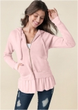 Venus Ruffle Hem Lounge Jacket in Light Blue Venus Ruffle Hem Lounge Jacket in Light Blue