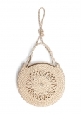 Venus Striped Rope Shell Tote Bag in Tan & White Venus Striped Rope Shell Tote Bag in Tan & White