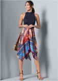 Venus Handkerchief Hem Dress - Navy Multi Venus Handkerchief Hem Dress - Navy Multi