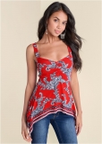 Venus Paisley And Patriotic Tank in Red And Blue Venus Paisley And Patriotic Tank in Red And Blue