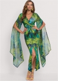 Venus Exaggerated Sleeve Dress - Green Multi Venus Exaggerated Sleeve Dress - Green Multi
