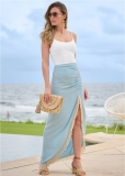 Venus Fringe Detail Maxi Skirt - Blue Venus Fringe Detail Maxi Skirt - Blue