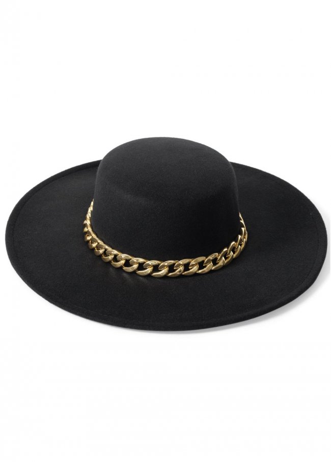 Venus Chain Detail Fedora in Black Venus Chain Detail Fedora in Black