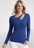 Venus Cutout Neckline Top in Blue Venus Cutout Neckline Top in Blue