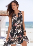 Venus Floral Printed Casual Dress - Black Multi Venus Floral Printed Casual Dress - Black Multi