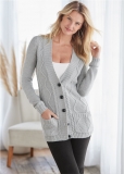 Venus VENUS | Button-Front Knit Cardigan in Light Grey Venus VENUS | Button-Front Knit Cardigan in Light Grey