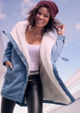 Venus Sherpa Lined Denim Coat in Light Wash Venus Sherpa Lined Denim Coat in Light Wash
