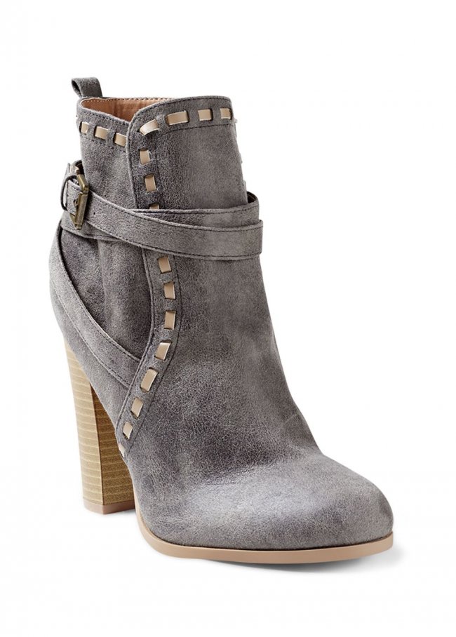 Venus Wrap Stitch Detail Booties in Grey Venus Wrap Stitch Detail Booties in Grey