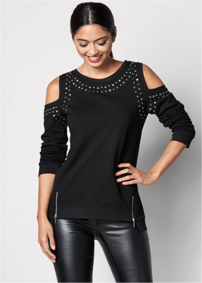 Venus Cold-Shoulder Sweatshirt in Black Venus Cold-Shoulder Sweatshirt in Black