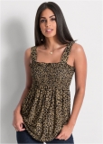 Venus Smocked Leopard Tunic in Brown Multi Venus Smocked Leopard Tunic in Brown Multi