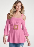 Venus Raffia Belt Top in Pink Venus Raffia Belt Top in Pink