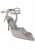 Venus Faux-Suede Lace-Up Heels in Light Grey Venus Faux-Suede Lace-Up Heels in Light Grey