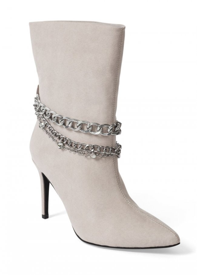 Venus High Heel Chain Booties in Grey Venus High Heel Chain Booties in Grey