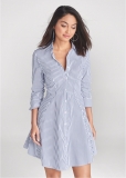 Venus Collared Shirt Dress - Off White & Navy Venus Collared Shirt Dress - Off White & Navy