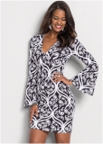 Venus Printed V-Neck Dress - Black & White Venus Printed V-Neck Dress - Black & White