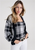 Venus VENUS | Plaid Sweater Set in Black & White Venus VENUS | Plaid Sweater Set in Black & White