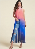 Venus Ombre Mock-Neck Maxi Top in Coral Multi Venus Ombre Mock-Neck Maxi Top in Coral Multi