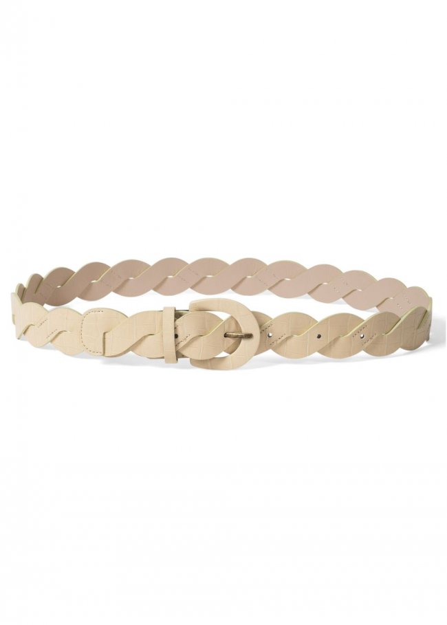 Venus Braided Croc Faux Belt in Cream Venus Braided Croc Faux Belt in Cream