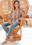 Venus Abstract Mirage Printed Top in Orange Multi Venus Abstract Mirage Printed Top in Orange Multi
