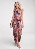 Venus Ruched Tie Dye Maxi Dress - Rust Multi Venus Ruched Tie Dye Maxi Dress - Rust Multi