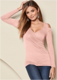 Venus Draped Sleeve Top in Light Pink Venus Draped Sleeve Top in Light Pink
