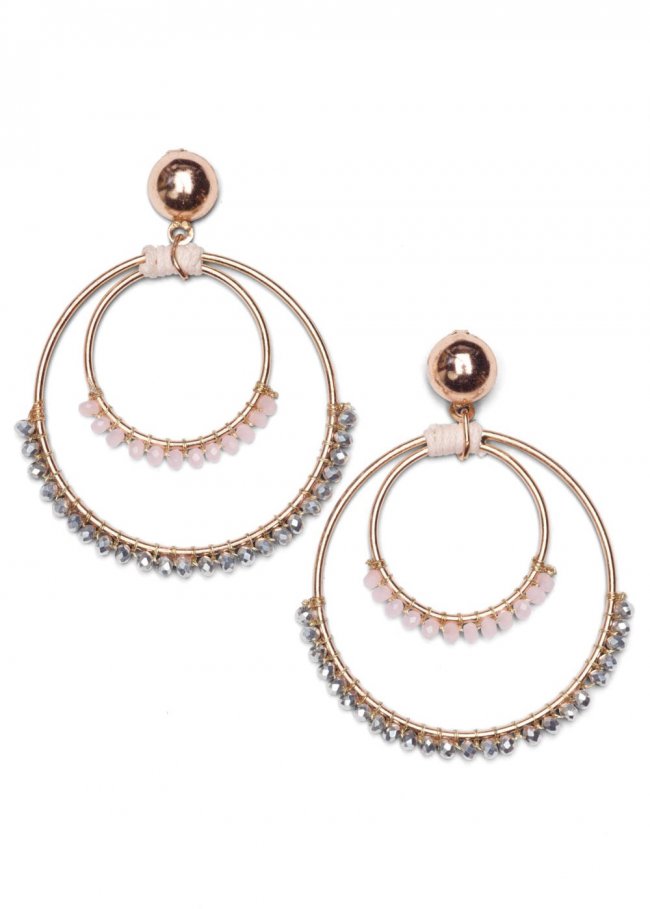 Venus Beaded Hoop Earrings in Pink Venus Beaded Hoop Earrings in Pink