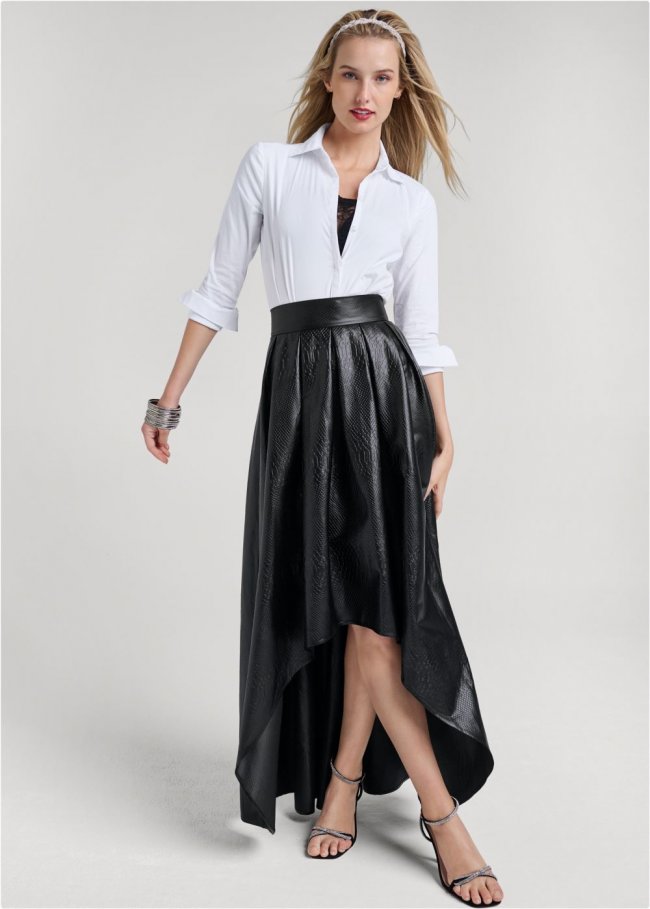 Venus Faux Leather Ballroom Skirt - Black Venus Faux Leather Ballroom Skirt - Black