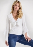 Venus Front-Tie Blouse in White Venus Front-Tie Blouse in White