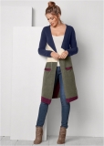 Venus VENUS | Color Block Cardigan in Navy Multi Venus VENUS | Color Block Cardigan in Navy Multi