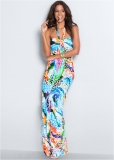 Venus Printed Halter Dress - White Multi Venus Printed Halter Dress - White Multi